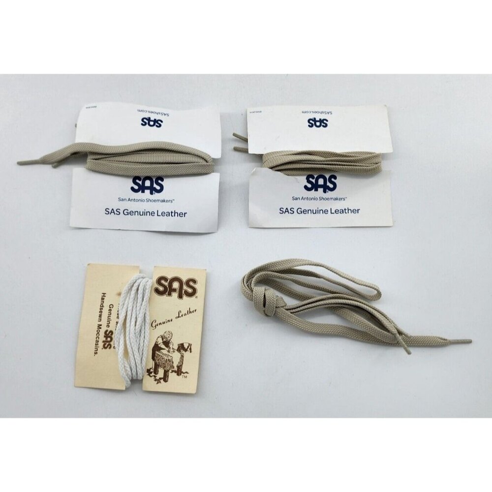 Lot of 4 SAS Shoes Genuine Replacement Shoe Laces Mixed Colors Beige & White